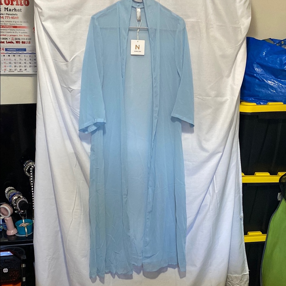 Elegant Blue Sheer Cardigan